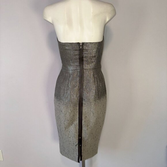 Victoria Beckham Silver Dress Sparkle Ombre Tweed Strapless Size 6 Zipper Wool - Picture 3 of 9